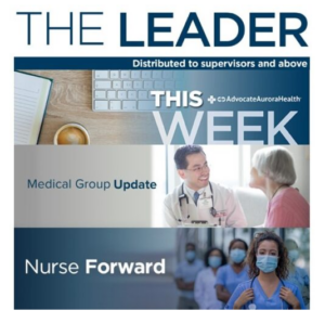 Among the company email newsletter examples featured: "This Week" by Advocate Aurora Health.