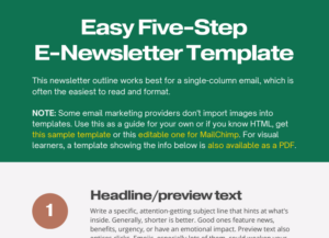 A partial view of the Easy Five-Step E-Newsletter Template.